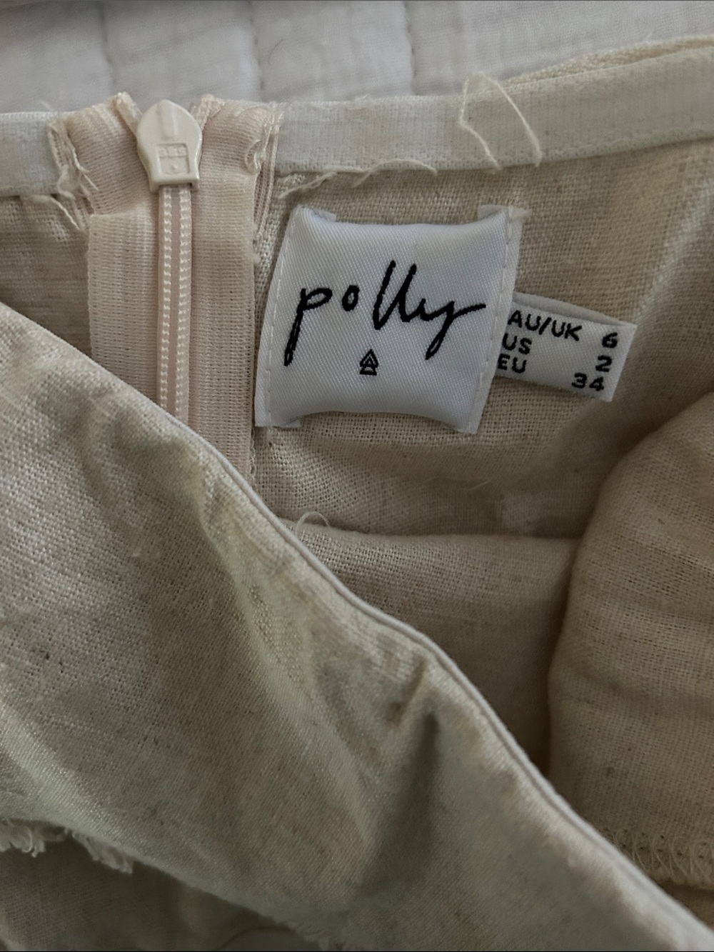 Polly Cream Linen Wrap Mini Skort with Frayed Ruffle and Tie Waist - Picture 3 of 6